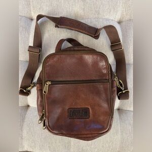 Vintage Duluth Trading Lifetime Patina Brown Leather Crossbody Messenger Bag